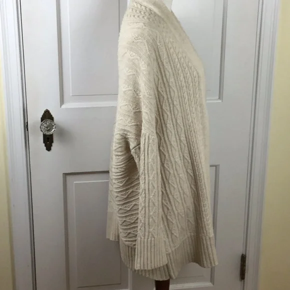 Max Studio Wool Alpaca Cable Knit Open Front Cardigan Sweater - Picture 2 of 5